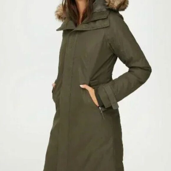 TNA Jackets & Blazers - TNA Olive Green Puffer Jacket with Fur Hood
